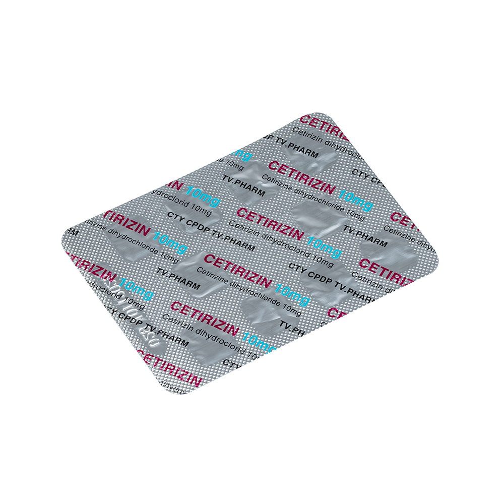 Cetirizin 10mg Hộp 10 vỉ x 10 viên TV.Pharm