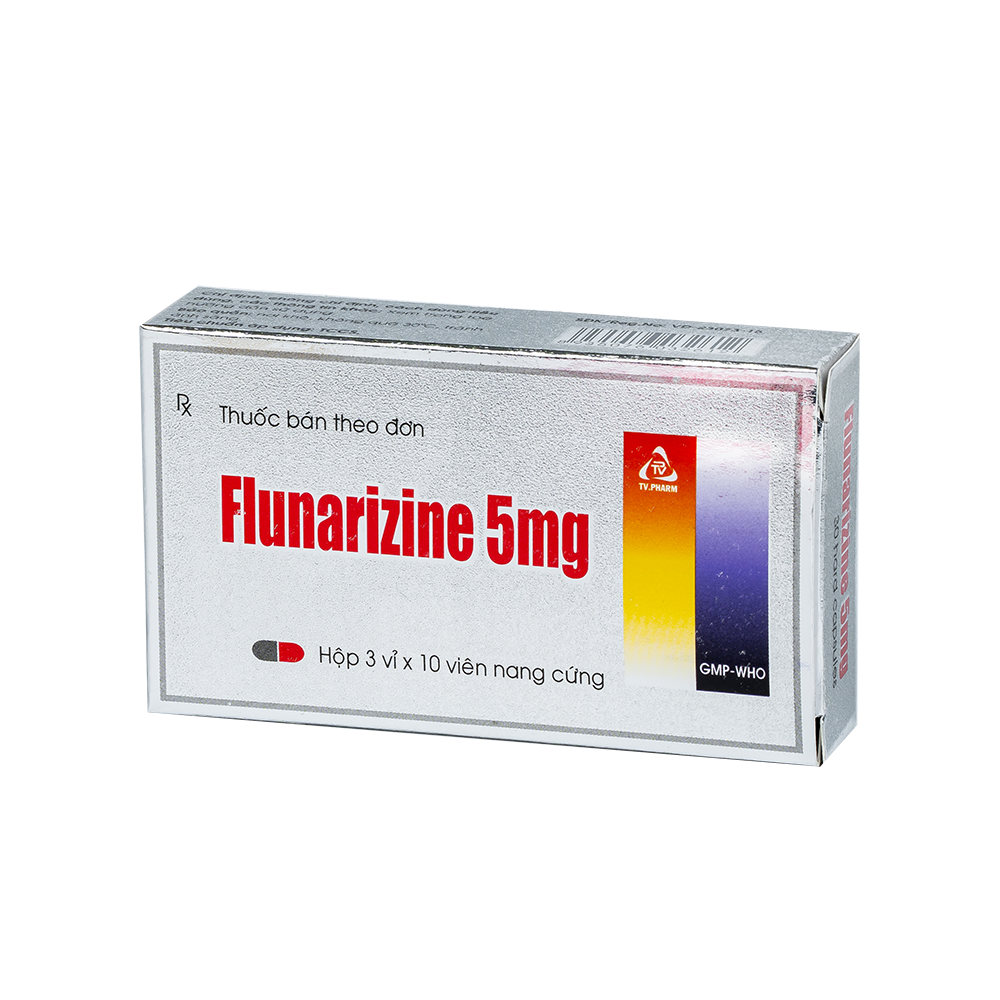 Flunarizine 5mg Hộp 3 vỉ x 10 viên TV.Pharm