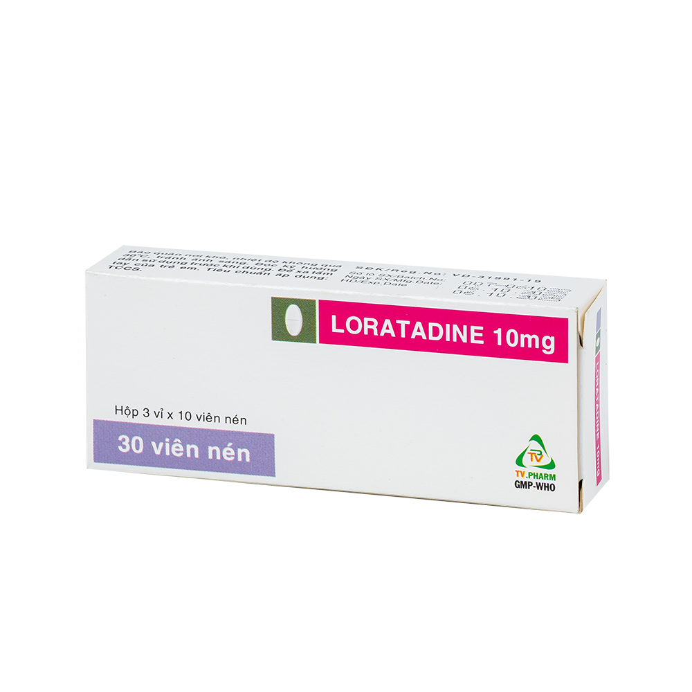 Loratadine 10mg Hộp 3 vỉ x 10 viên TV.Pharm