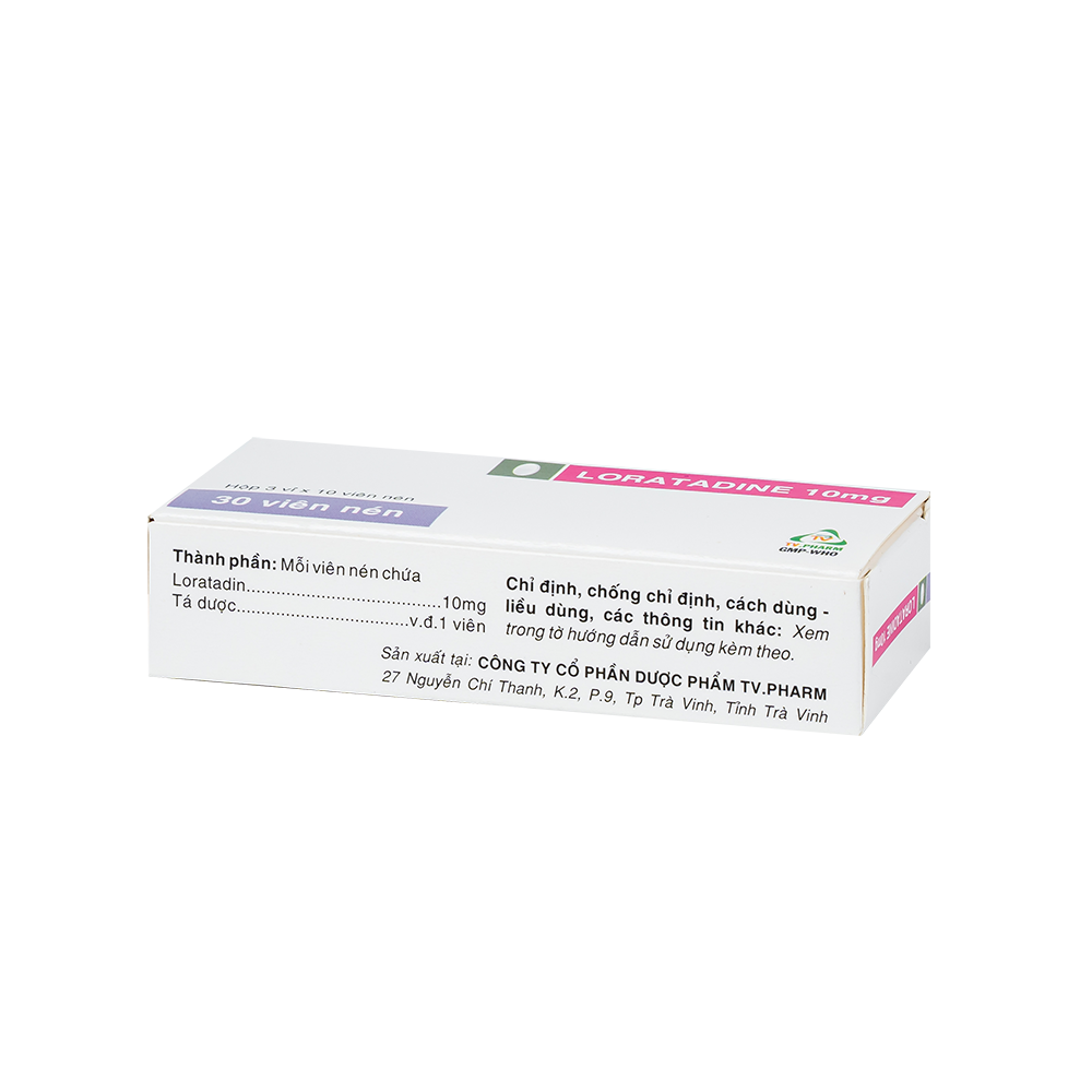Loratadine 10mg Hộp 3 vỉ x 10 viên TV.Pharm