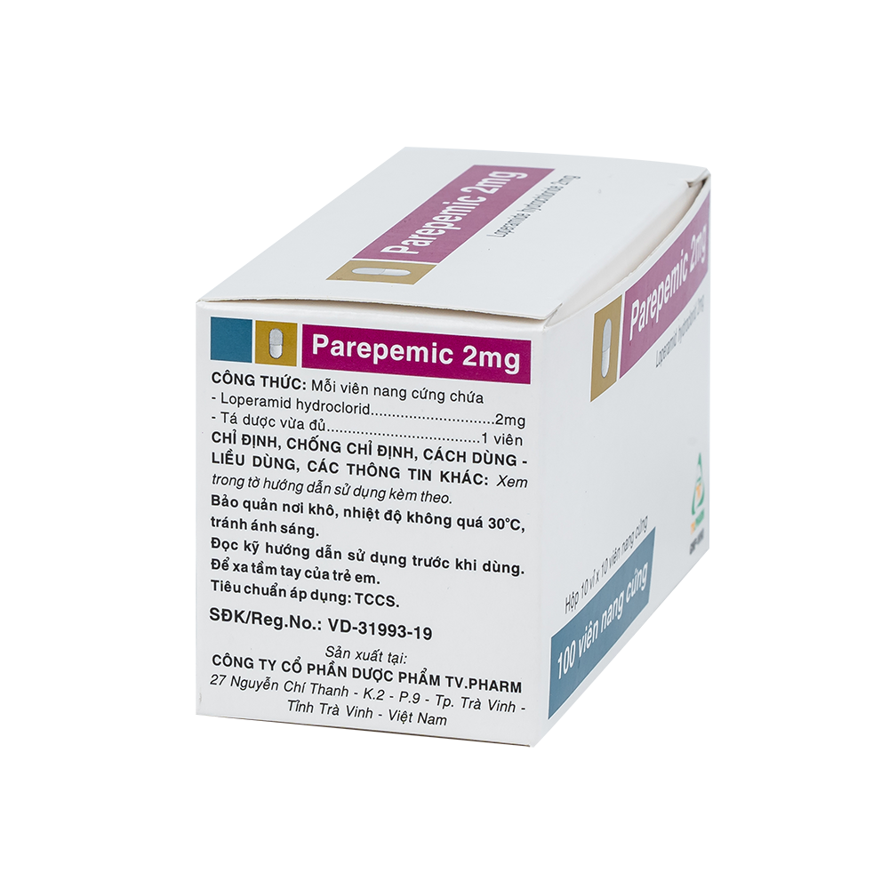 Parepemic Caps 2mg Hộp 10 vỉ x 10 viên TV.Pharm