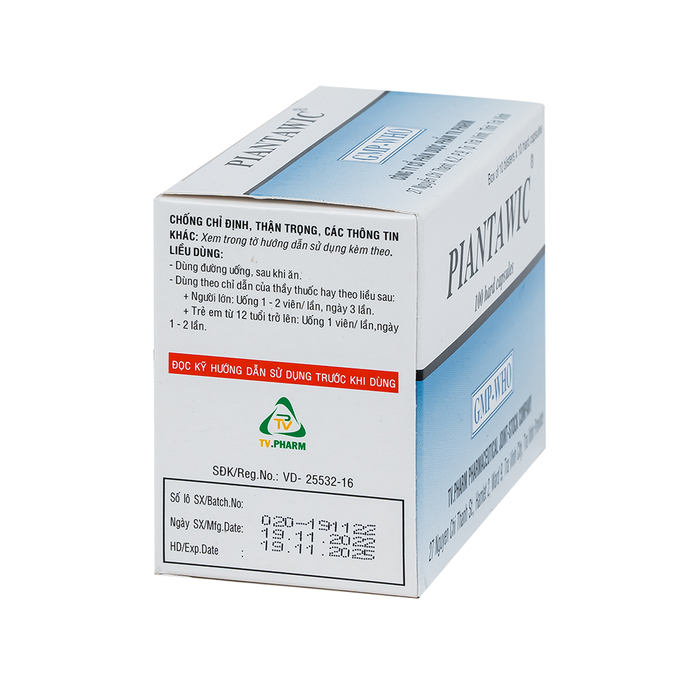 Piantawic Hộp 10 vỉ x 10 viên TV.Pharm