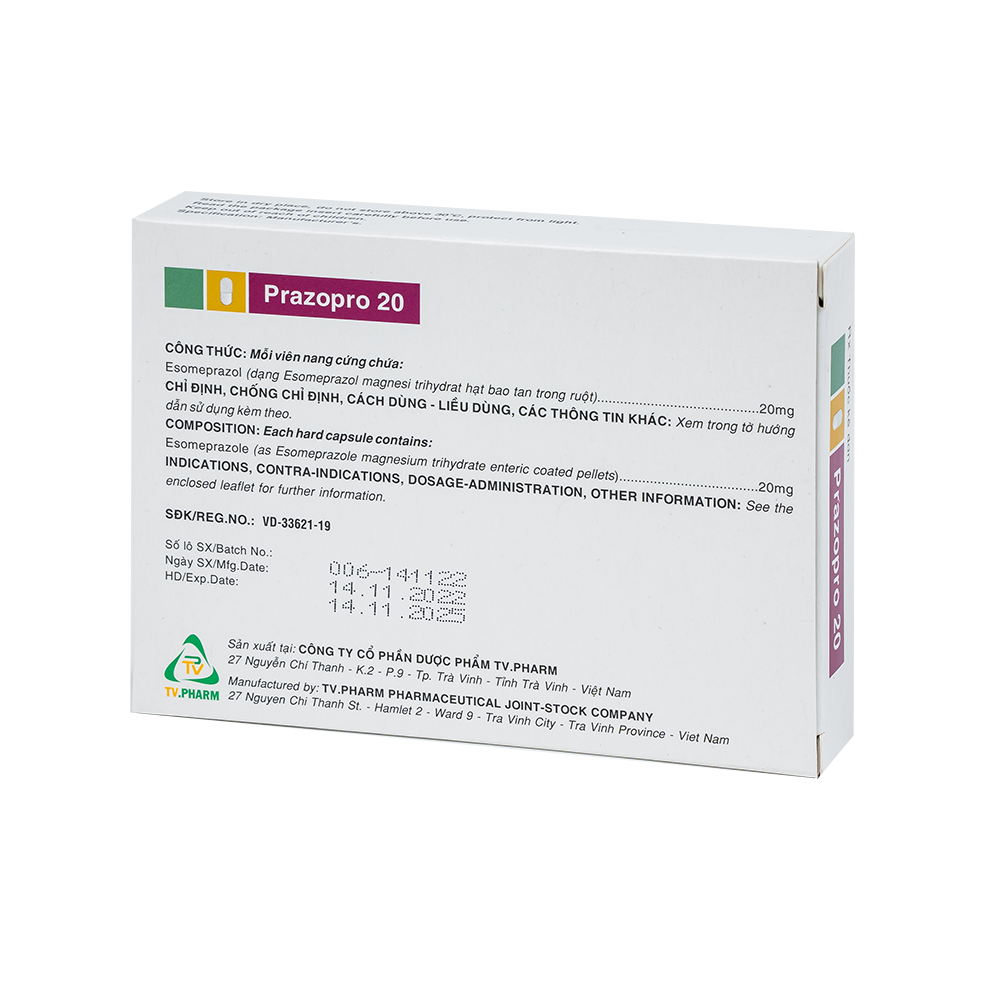 Prazopro 20mg Hộp 2 vỉ x 7 viên TV.Pharm