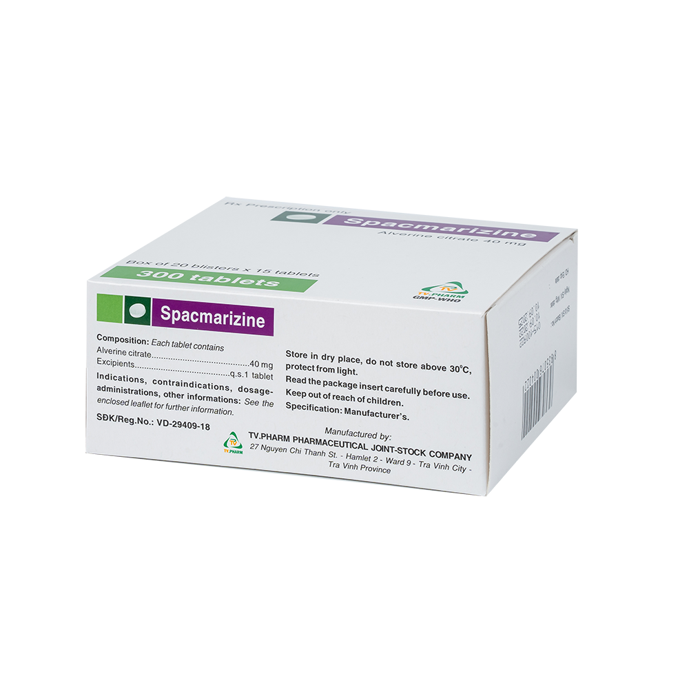 Spacmarizine Hộp 20 vỉ x 15 viên TV.Pharm