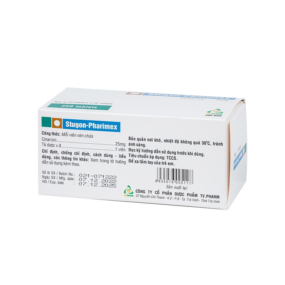 Stugon-pharimex Hộp 10 vỉ x 25 viên TV.Pharm