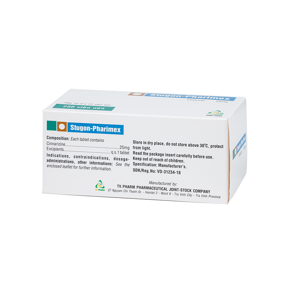Stugon-pharimex Hộp 10 vỉ x 25 viên TV.Pharm