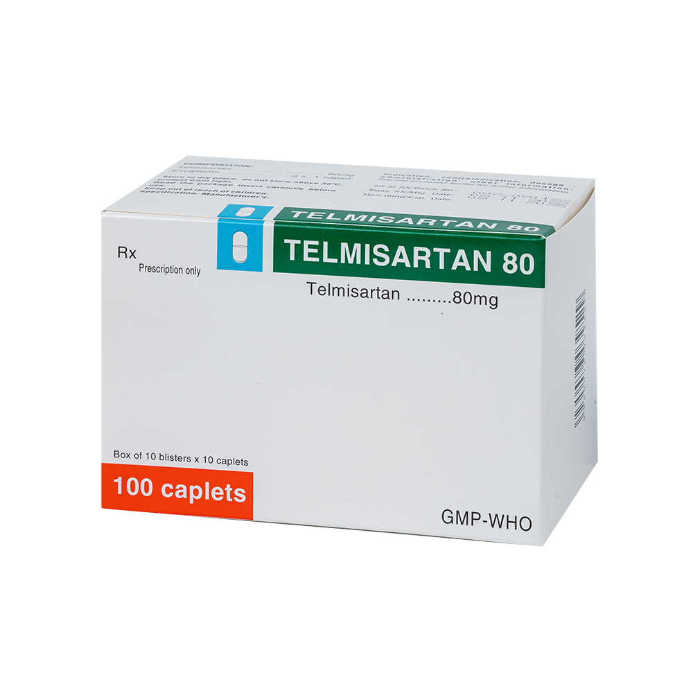 Telmisartan 80 mg Hộp 10 vỉ x 10 viên TV.Pharm