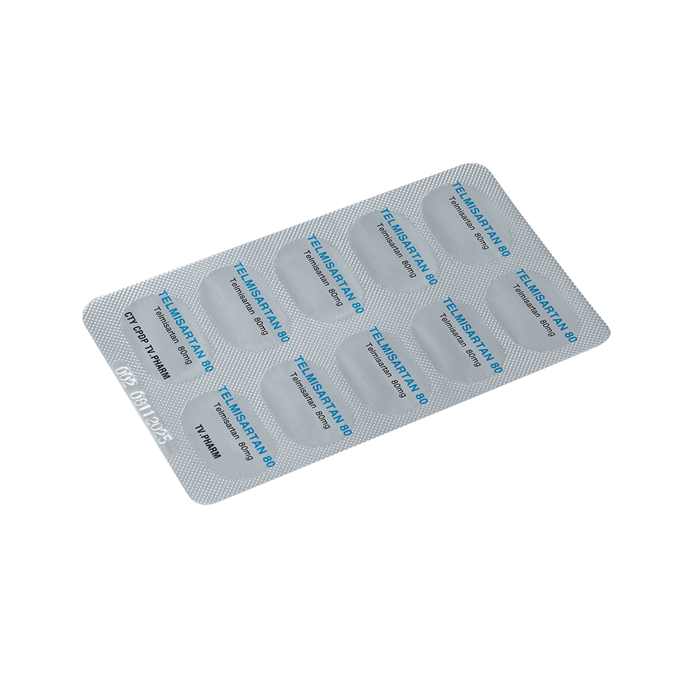 Telmisartan 80 mg Hộp 10 vỉ x 10 viên TV.Pharm
