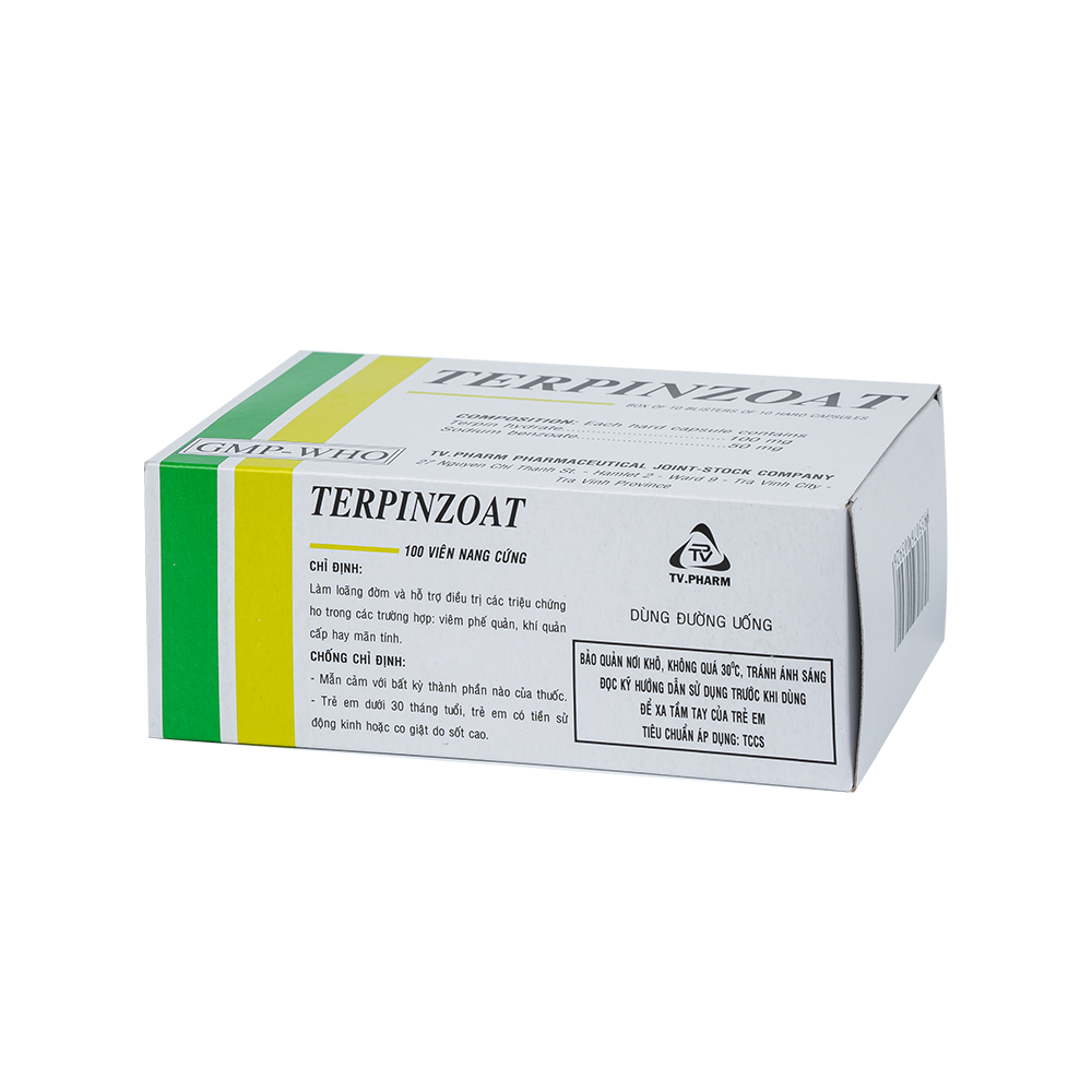 Terpinzoat hạt Hộp 10 vỉ x 10 viên TV.Pharm