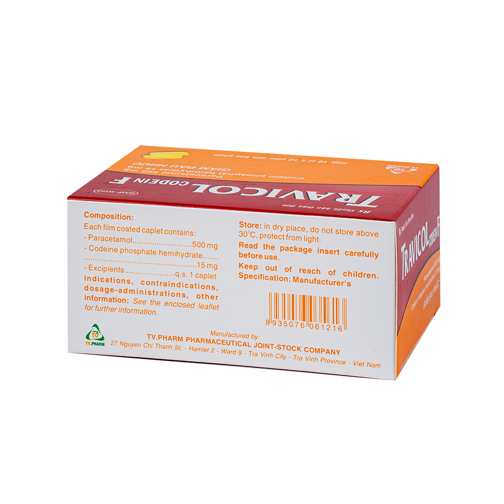 Travicol codein F Hộp 10 vỉ x 10 viên TV.Pharm