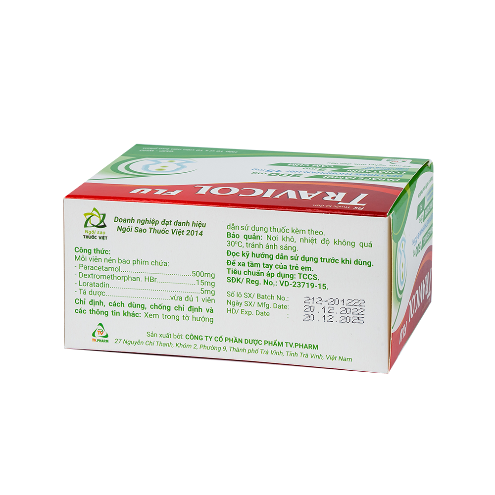 Travicol Flu Hộp 10 vỉ x 10 viên TV.Pharm