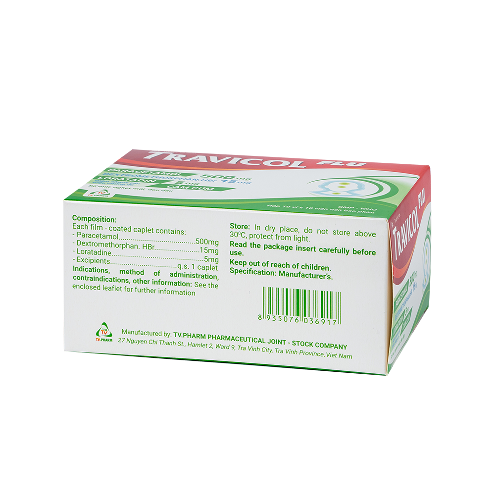 Travicol Flu Hộp 10 vỉ x 10 viên TV.Pharm