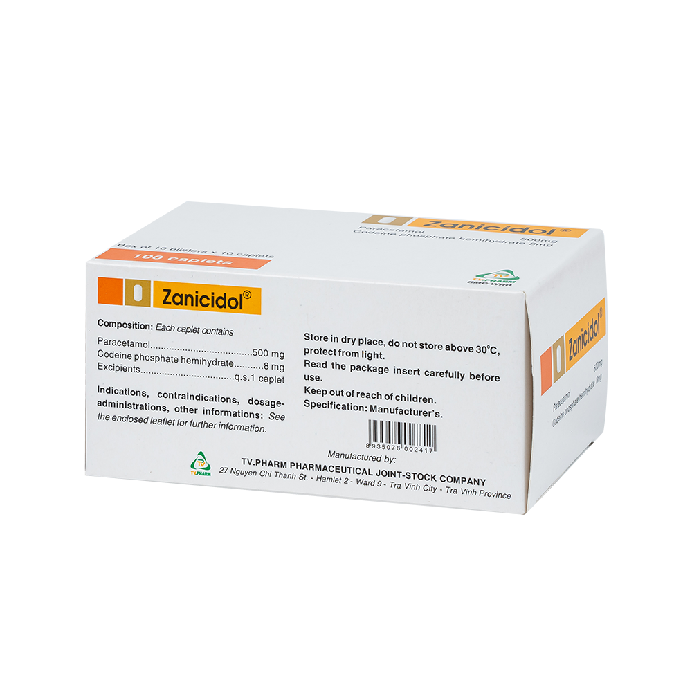 Zanicidol Hộp 10 vỉ x 10 viên TV.Pharm