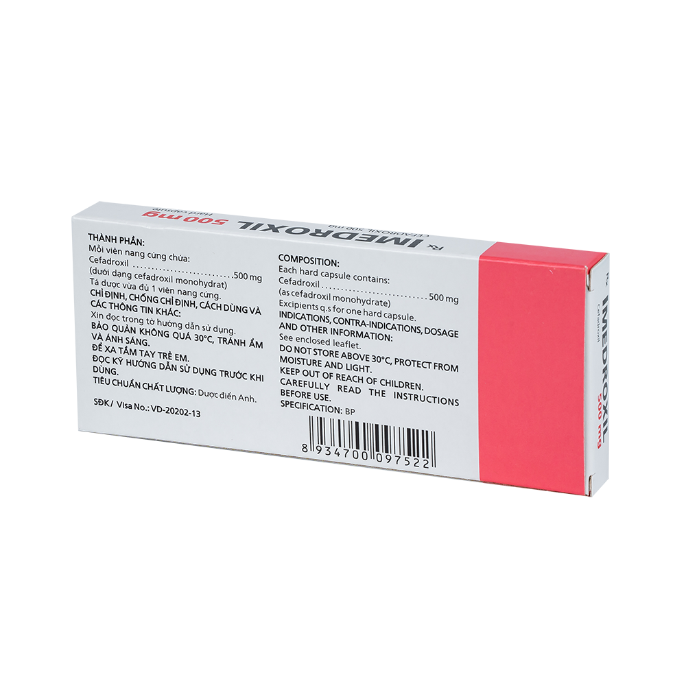 Imedroxil 500 mg Hộp 1 vỉ x 12 viên Imexpharm