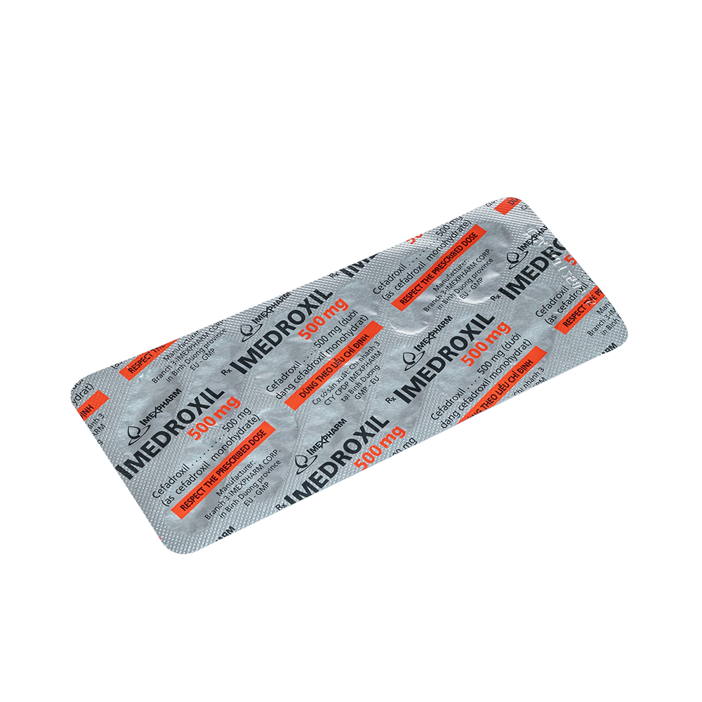 Imedroxil 500 mg Hộp 1 vỉ x 12 viên Imexpharm