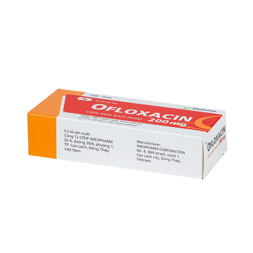 Ofloxacin 200 mg Hộp 2 vỉ x 10 viên Imexpharm