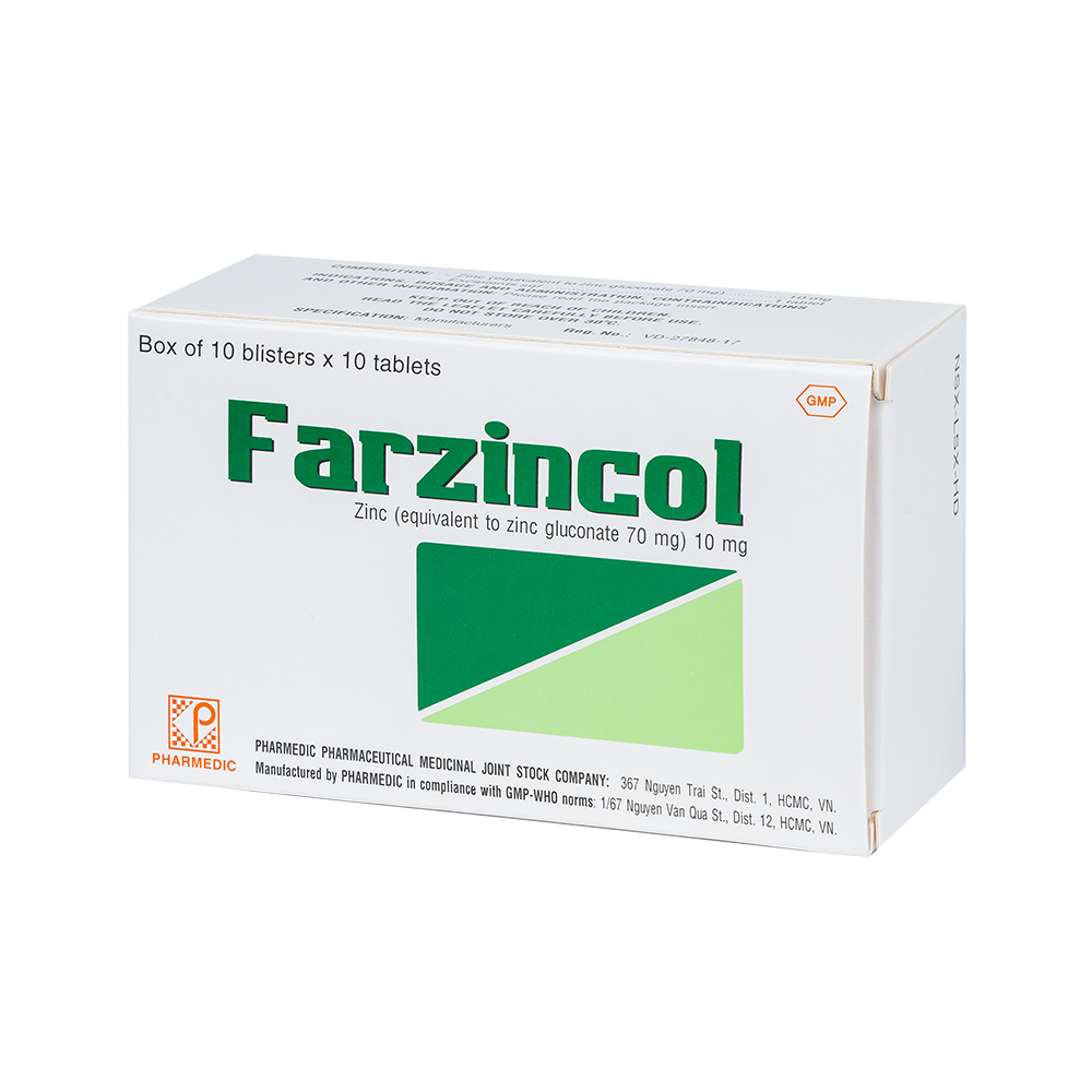 FARZINCOL * Hộp 10 vỉ x 10 viên