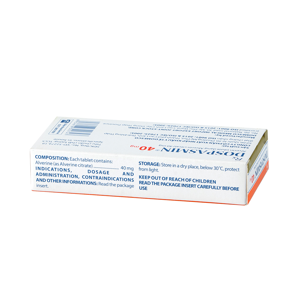 Dospasmin 40 mg Hộp 3 vỉ x 10 viên Domesco
