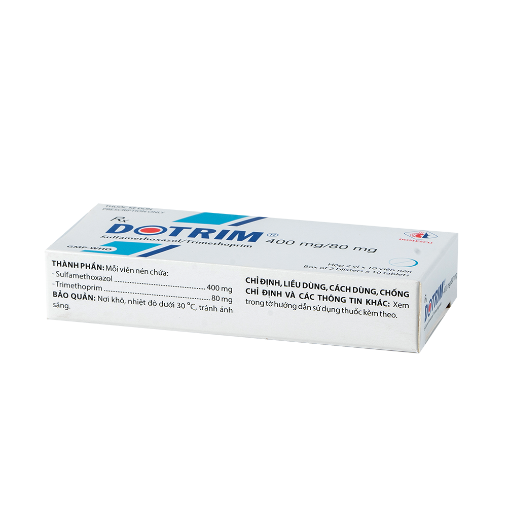 Dotrim 400 mg/80 mg Hộp 2 vỉ x 10 viên Domesco