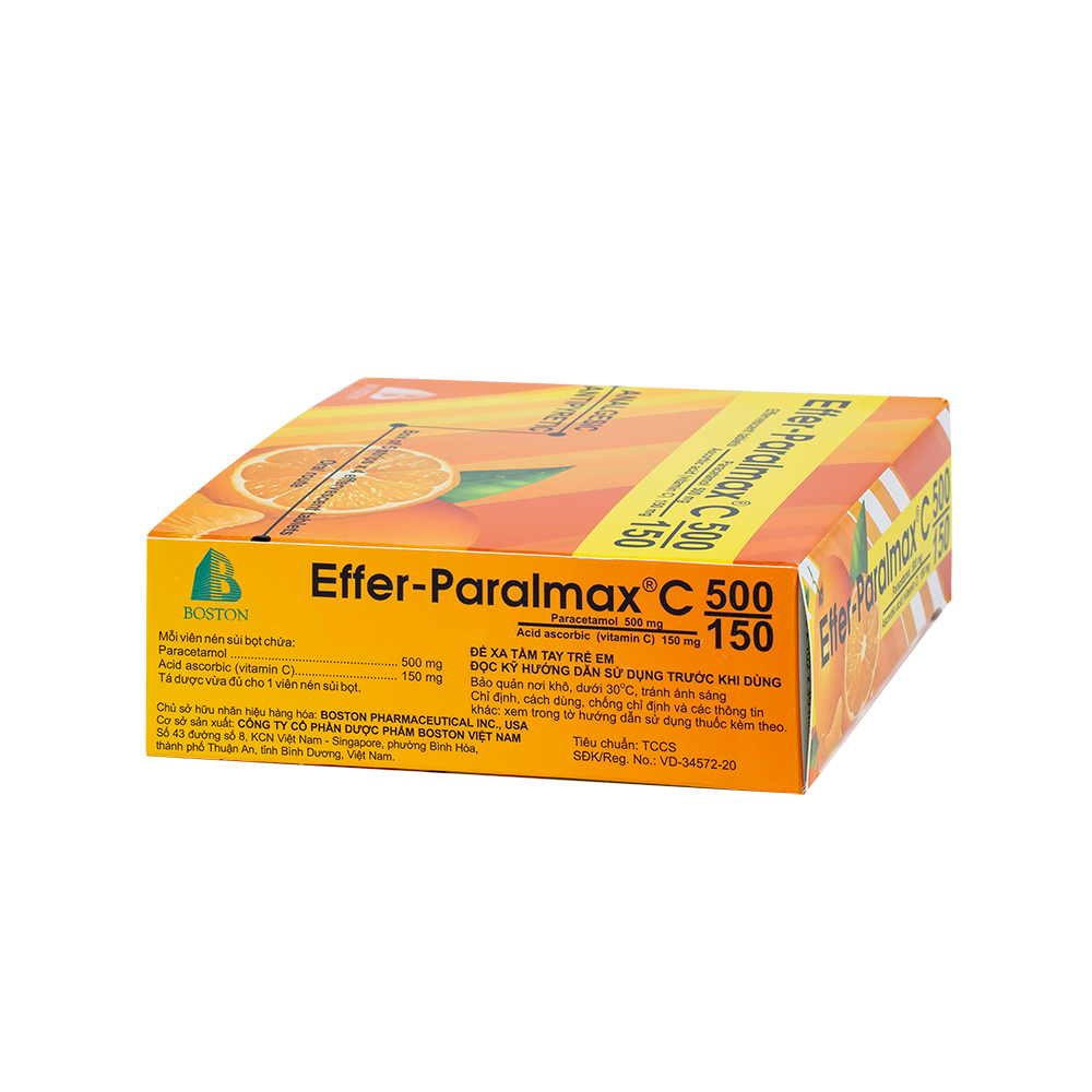 EFFER-PARALMAX C 500/150 Hộp 5 vỉ x 4 viên nén sủi bọt Boston