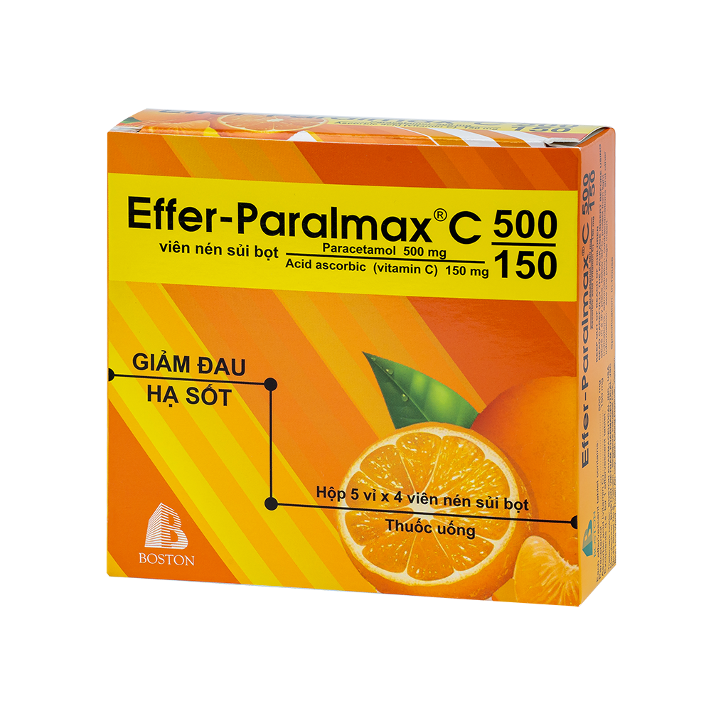 EFFER-PARALMAX C 500/150 Hộp 5 vỉ x 4 viên nén sủi bọt Boston