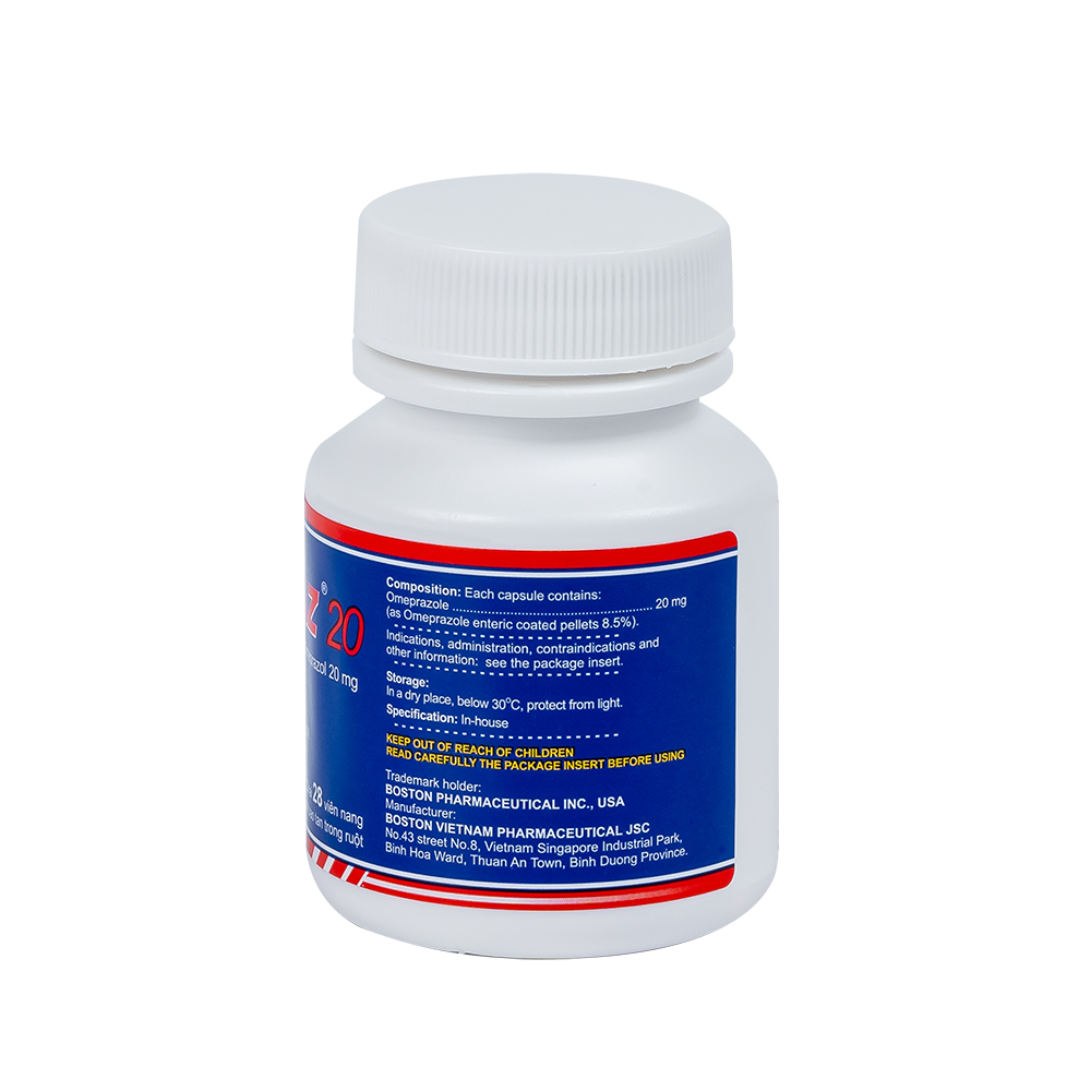 OMERAZ 20 Hộp 1 chai x 28 viên nang chứa vi hạt bao tan trong ruột Boston