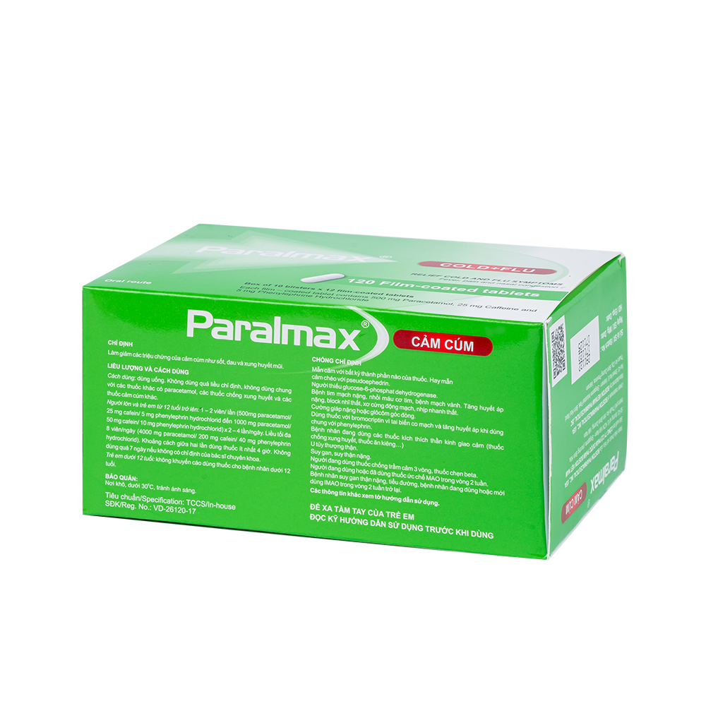 PARALMAX CẢM CÚM Hộp 10 vỉ x 12 viên nén bao phim Boston