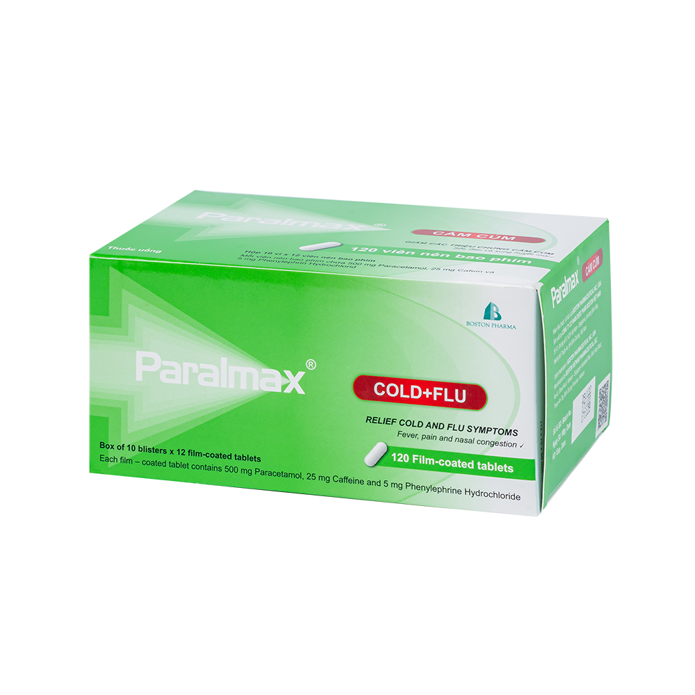 PARALMAX CẢM CÚM Hộp 10 vỉ x 12 viên nén bao phim Boston