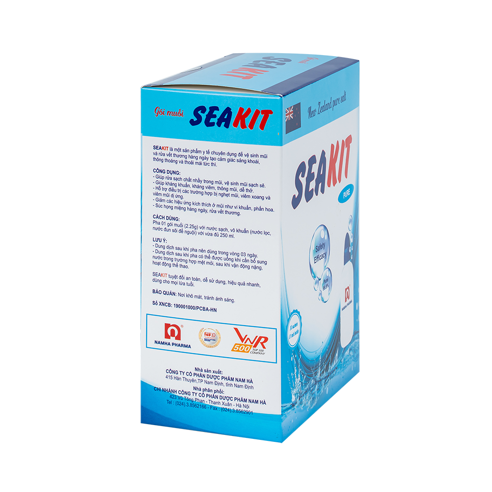 Gói muối Seakit + bình (Thùng x 16 hộp x (30 gói+1 bình) x 2,25g)