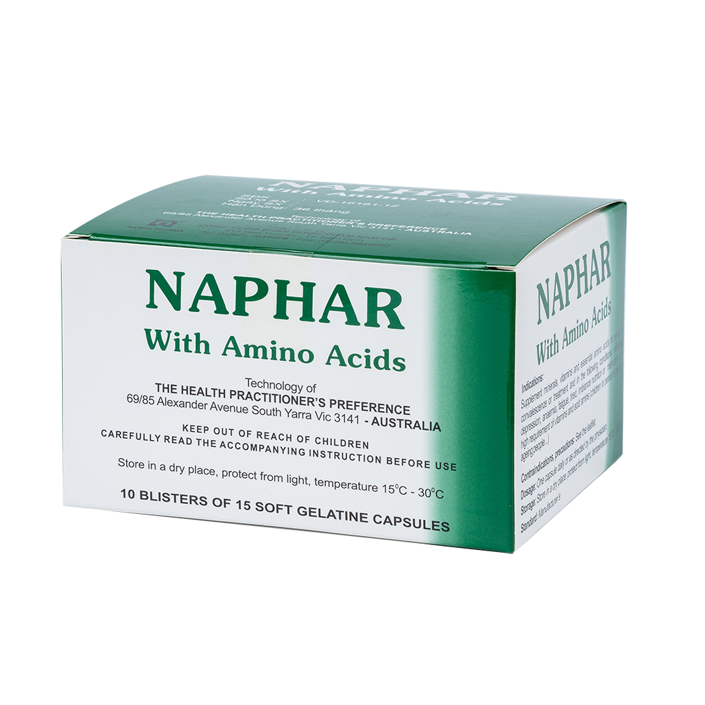 Naphar with amino acids (Thùng x 18 hộp x 10 vỉ x 15 viên)