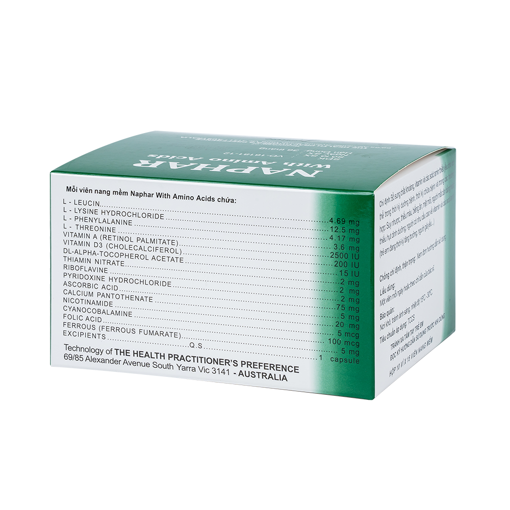 Naphar with amino acids (Thùng x 18 hộp x 10 vỉ x 15 viên)