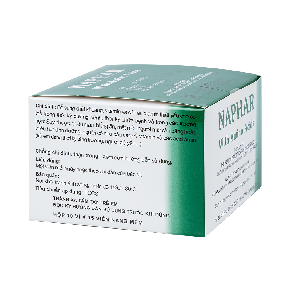 Naphar with amino acids (Thùng x 18 hộp x 10 vỉ x 15 viên)