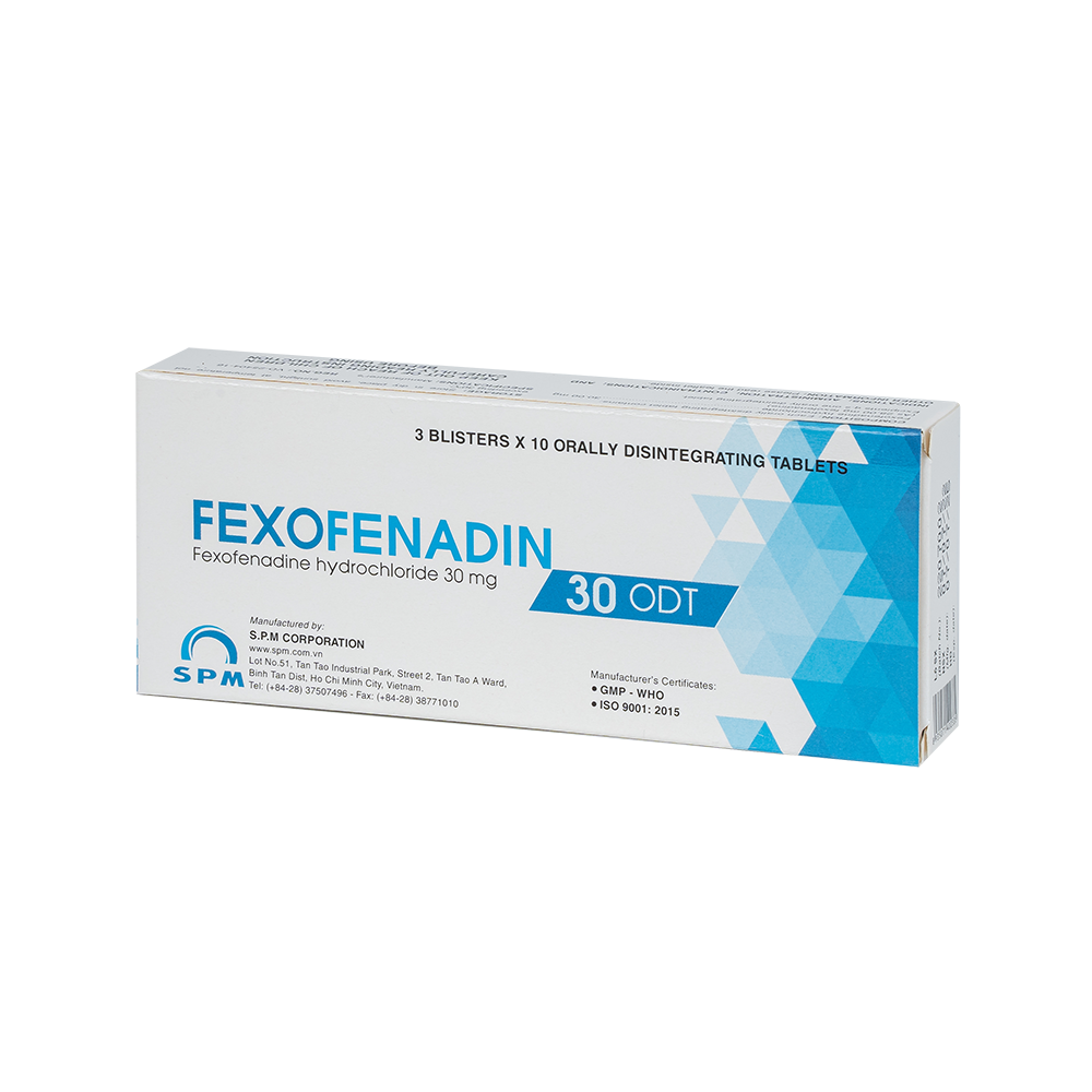 Fexofenadin 30 ODT Hộp 3 vỉ x 10 viên SPM