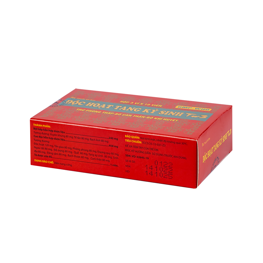 Độc hoạt tang ký sinh Hộp 3 vỉ x 10 viên TW3