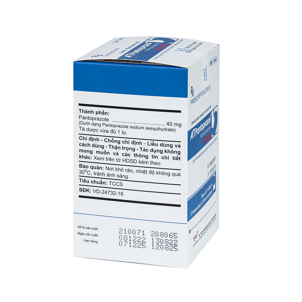 A.T PANTOPRAZOL Hộp 3 lọ + 3 ống dung môi 10 ml An Thiên