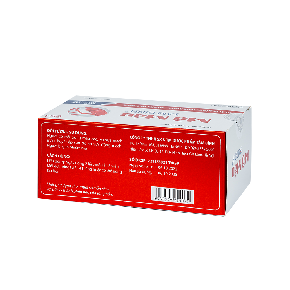 Mỡ Máu Hộp 5 vỉ x 12 viên Tâm Bình