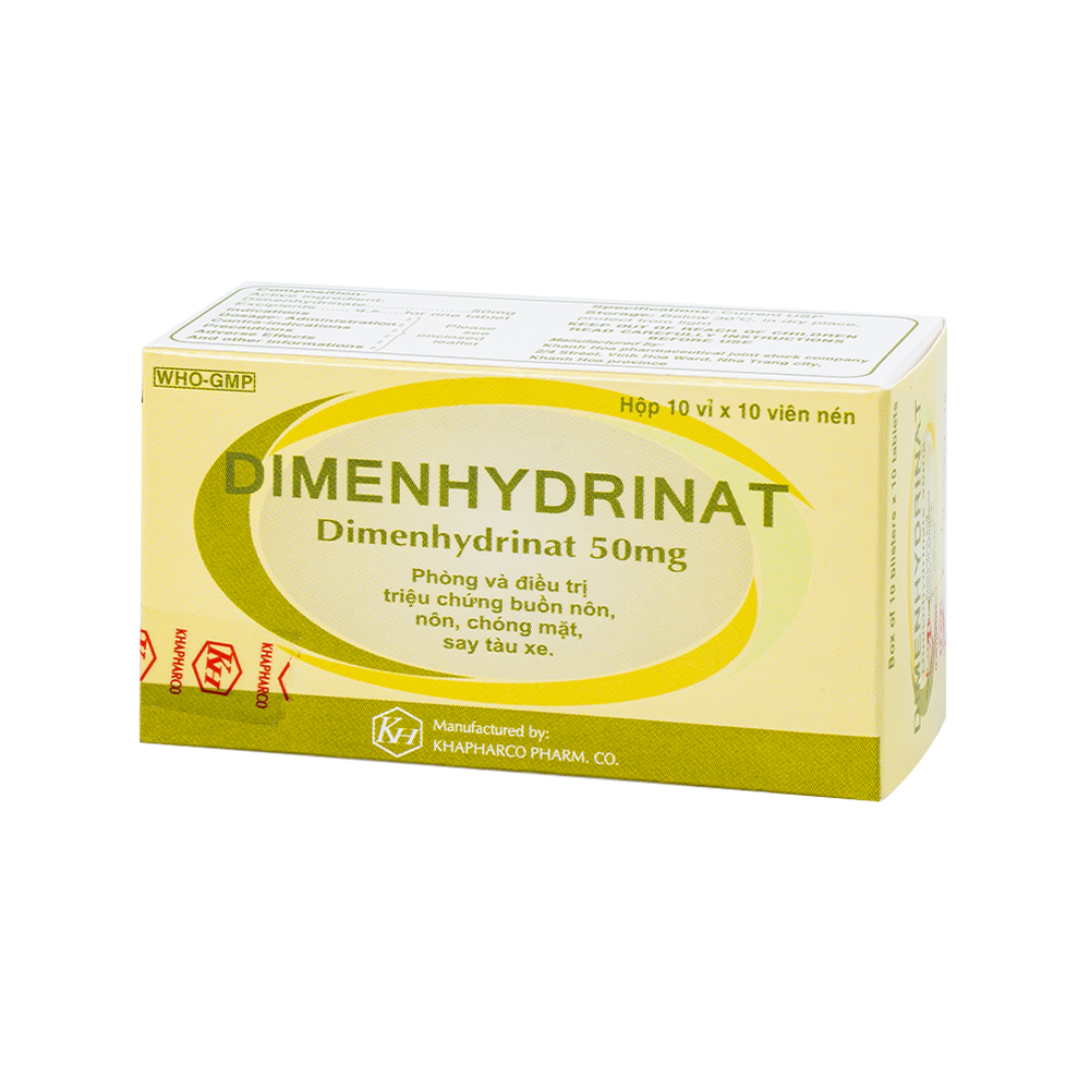 DIMENHYDRAT Hộp 100 viên Khapharco