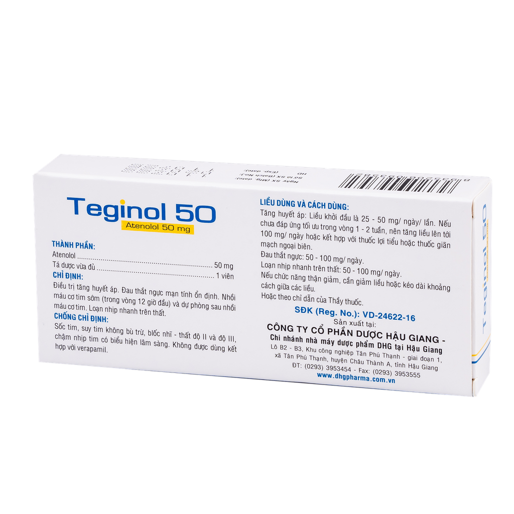 Teginol 50mg Hộp 3 vỉ x 10 viên DHG