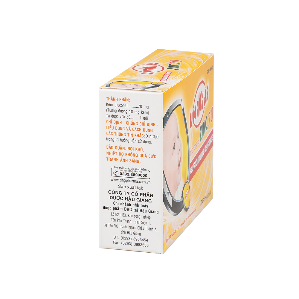Unikids Zinc 70 Hộp 24 gói x 1,5g DHG