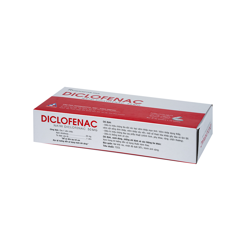 DICLOFENAC Hộp 50 vỉ x 10 viên bao tan trong ruột VINPHACO