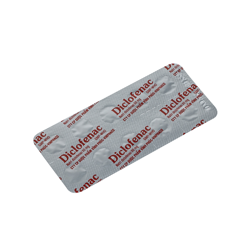 DICLOFENAC Hộp 50 vỉ x 10 viên bao tan trong ruột VINPHACO