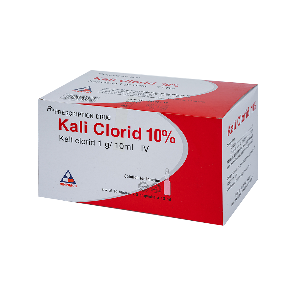Kali clorid 1g/10ml Hộp 50 ống VINPHACO