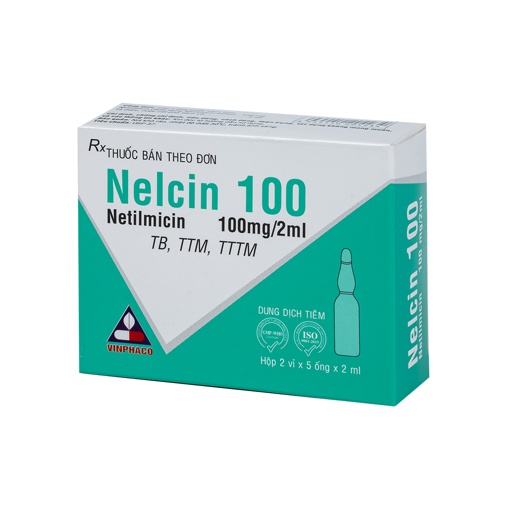 Nelcin 100 (Netilmicin 100mg/2ml) Hộp 2 vỉ x 5 ống -VINPHACO
