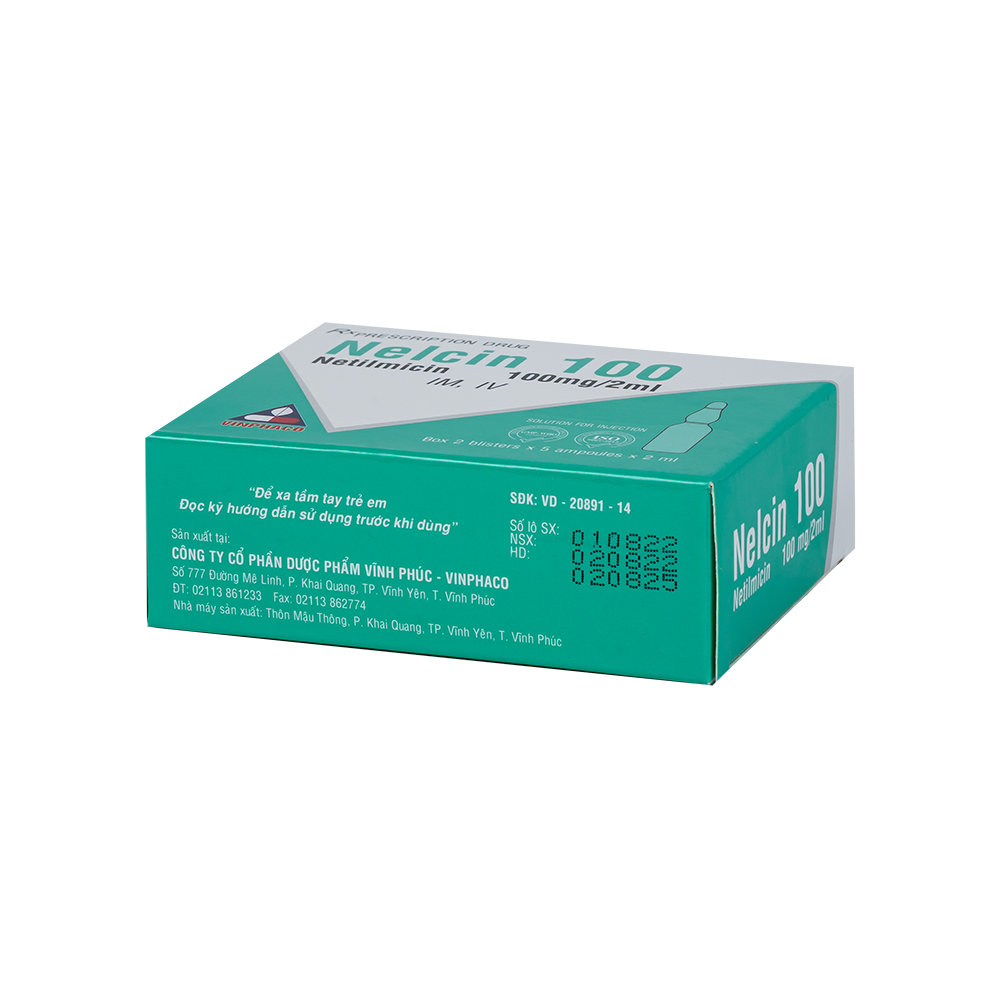 Nelcin 100 (Netilmicin 100mg/2ml) Hộp 2 vỉ x 5 ống -VINPHACO