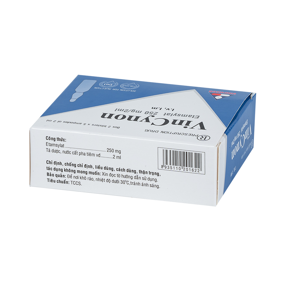 Vincynon (Etamsylat 250mg/2ml) Hộp 2 vỉ x 5 ống VINPHACO