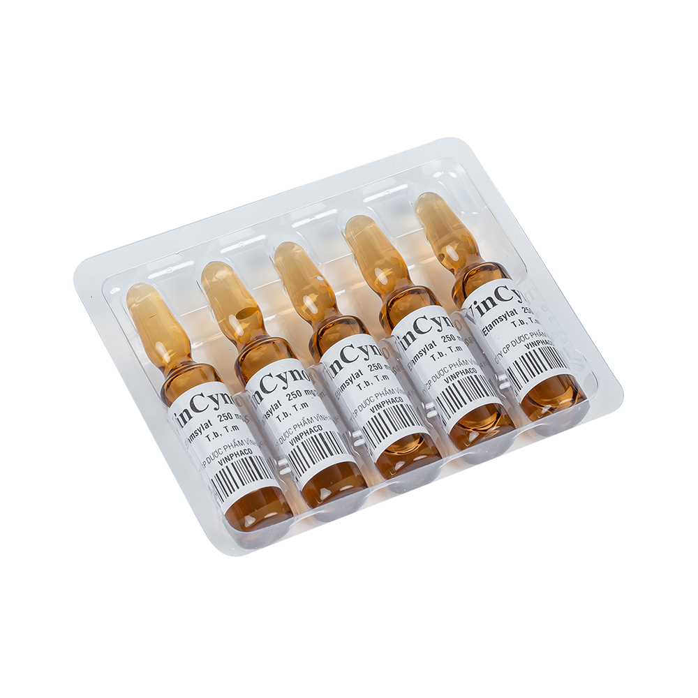 Vincynon (Etamsylat 250mg/2ml) Hộp 2 vỉ x 5 ống VINPHACO