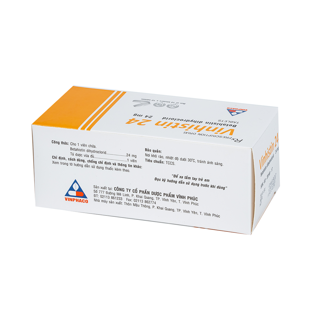 VINHISTIN 24 Hộp 10 vỉ x 10 viên nén  VINPHACO