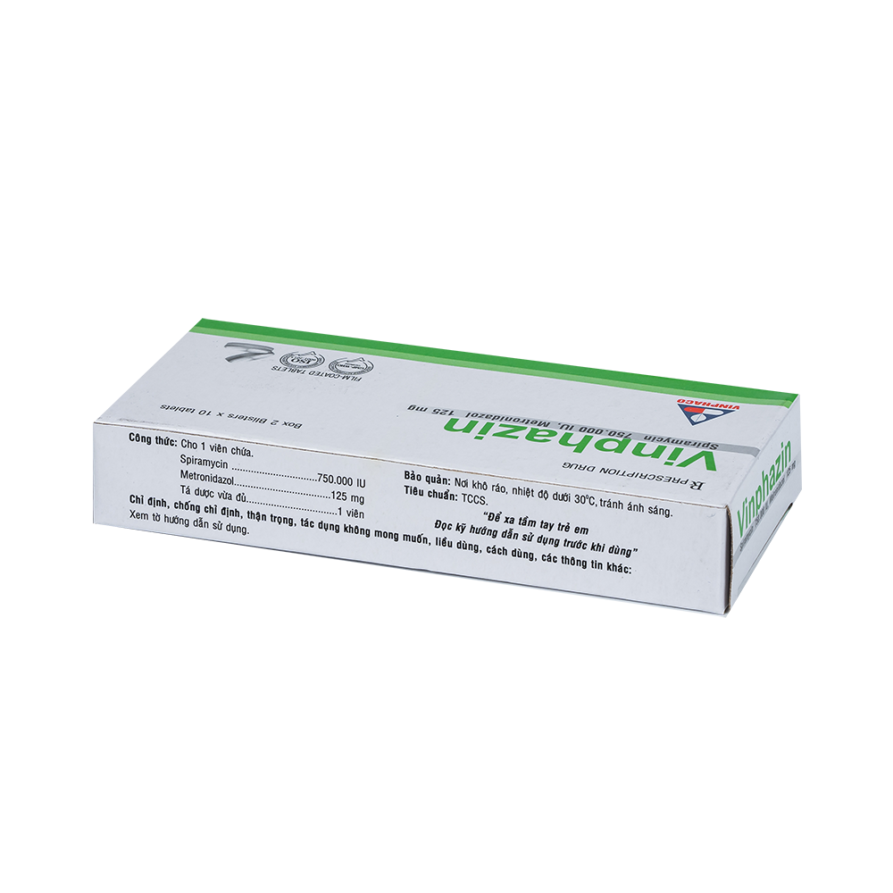 VINPHAZIN Hộp 2 vỉ x 10 viên nén bao phim VINPHACO