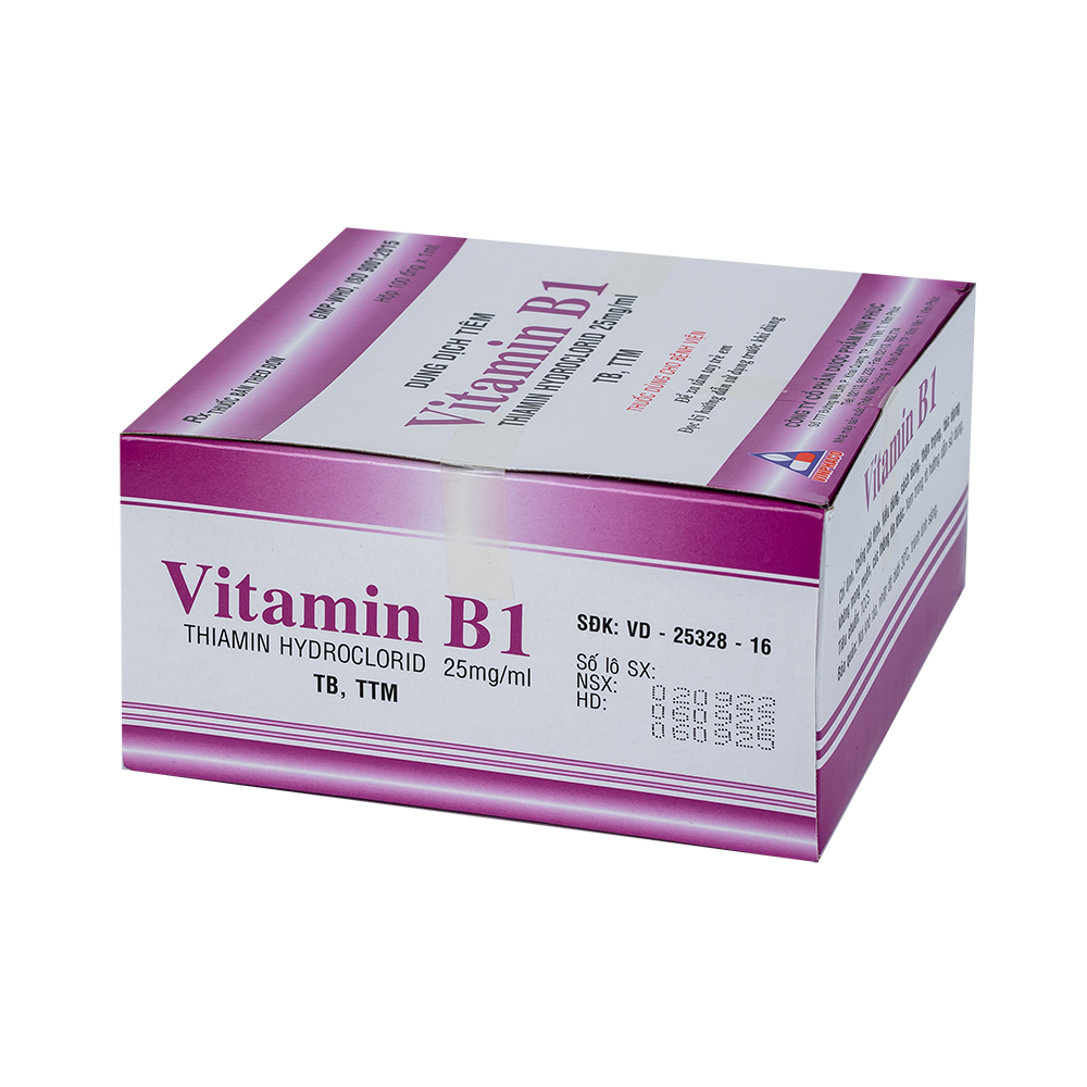 Vitamin B1 (Thiamin HCl 25mg/1ml) Hộp 100 ống VINPHACO