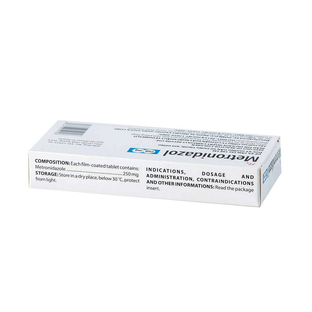 Metronidazol 250 mg Hộp 2 vỉ x 10 viên Domesco